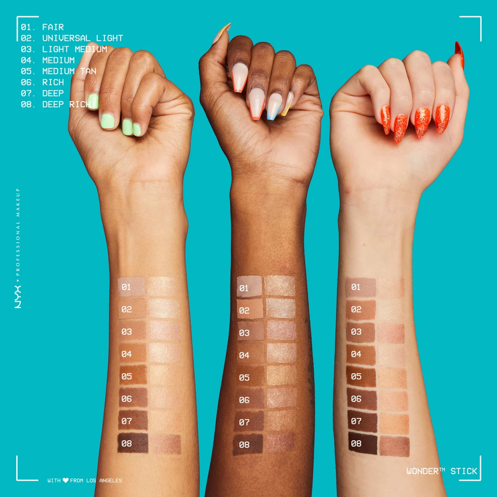Toutes les teintes NYX Wonder Stick