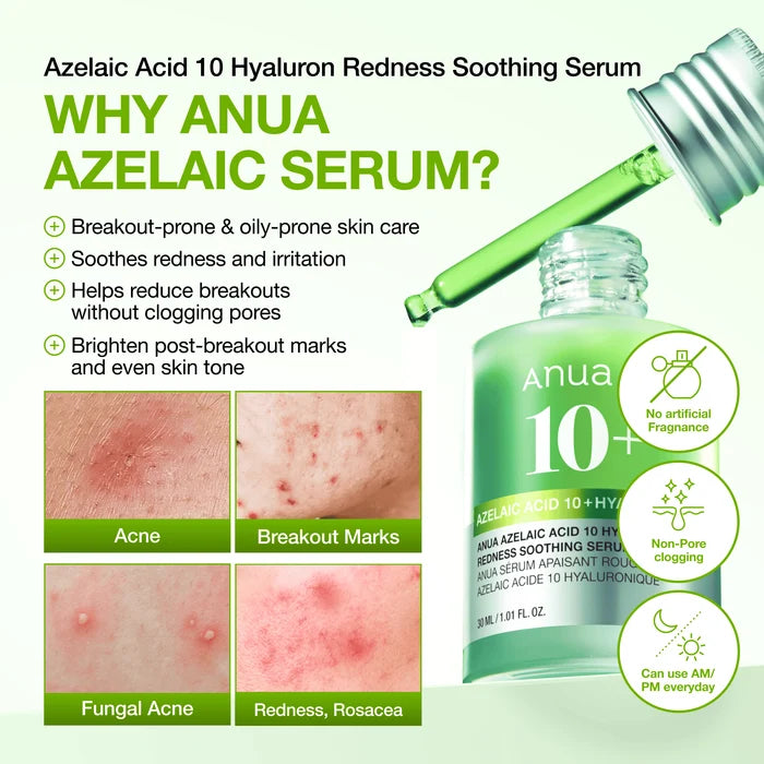 Anua Azelaic Acid 10 + Hyaluron Redness Soothing Serum 30 ml