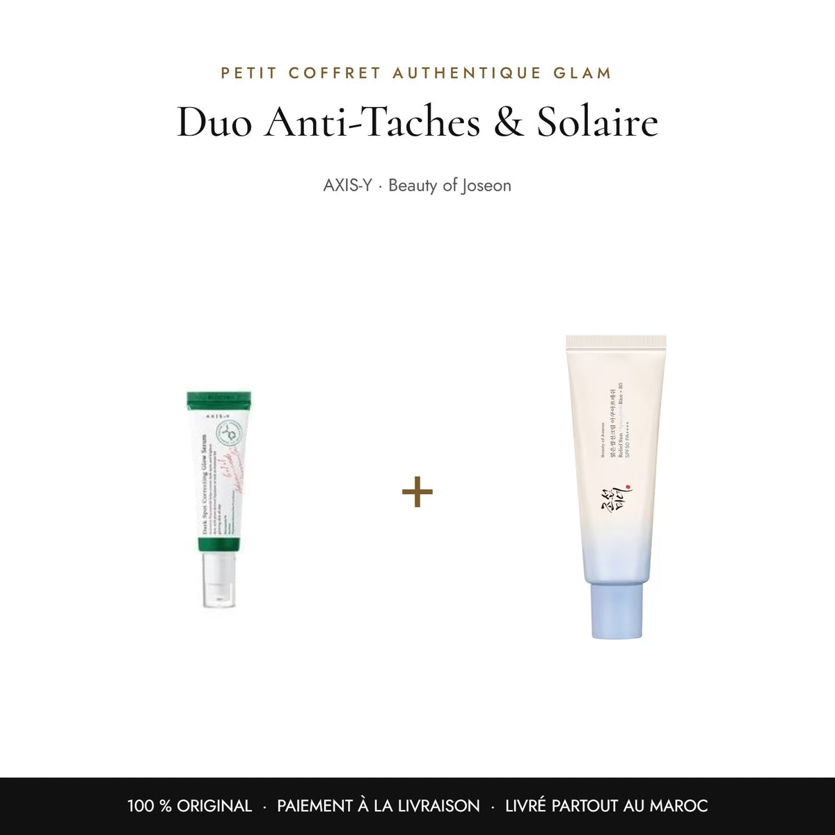 Duo Anti-Taches & Solaire : sérum AXIS-Y + crème solaire Beauty of Joseon SPF50+